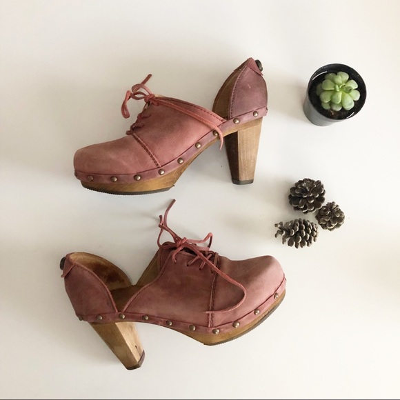 Sanita Shoes - Sanita Burgandy Theodora Lace Up Clogs size 36